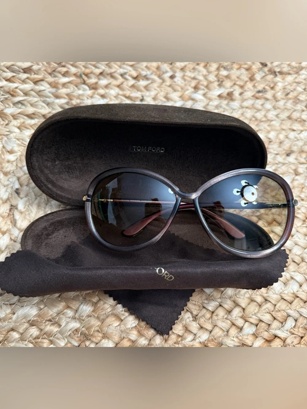 Tom Ford Clothide Women’s Purple Brown Gradient Oversized Sunglasses TF162